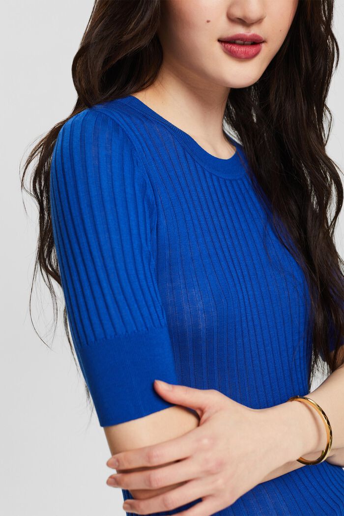 Rib-Knit Sweater, BRIGHT BLUE, detail image number 3