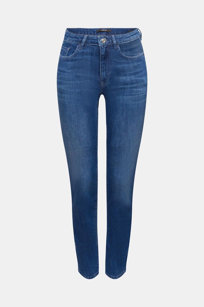 Mid-rise slim fit stretch jeans, BLUE MEDIUM WASHED, detail image number 6
