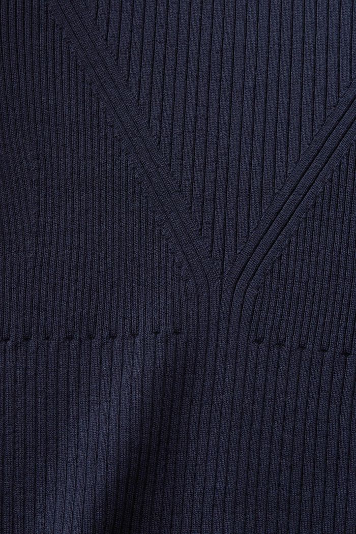 Ribbed Short-Sleeve Sweater, NAVY, detail image number 4