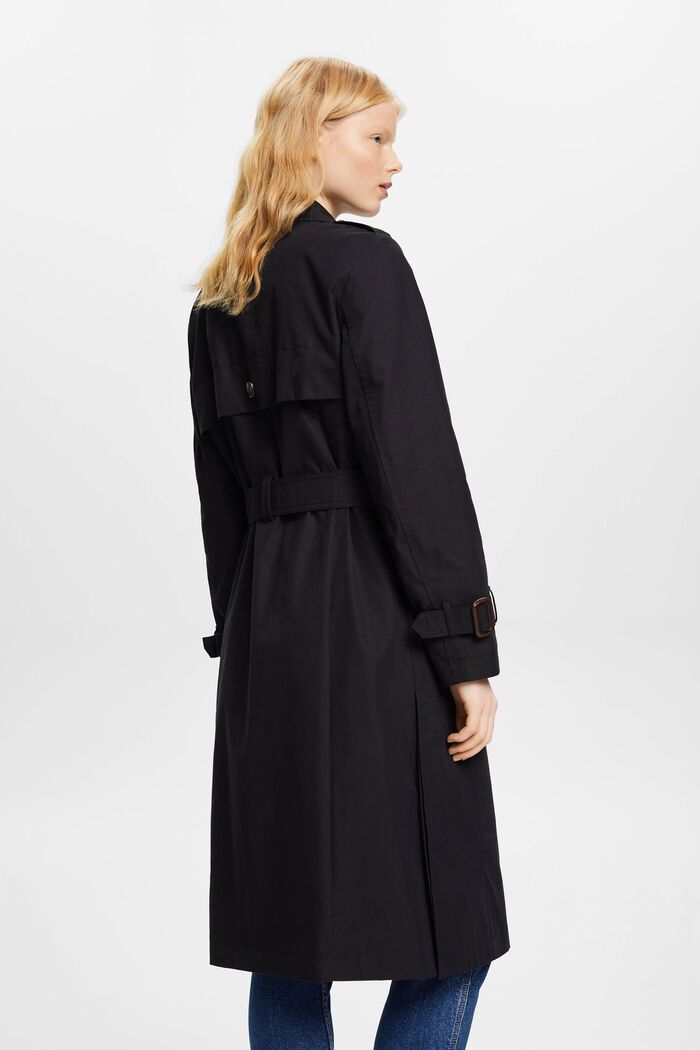 Double-breasted trench coat with belt, BLACK, detail image number 3