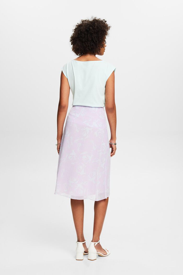Printed Gathered Chiffon Skirt, LAVENDER, detail image number 2