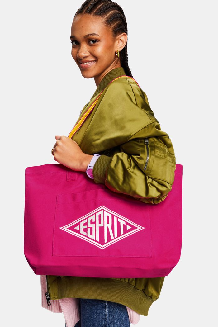 Logo Canvas Tote bag, PINK FUCHSIA, detail image number 4