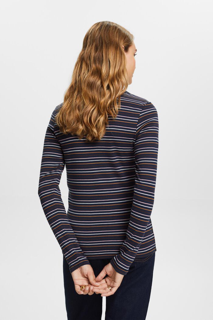 Striped long sleeve top, organic cotton, NAVY BLUE, detail image number 3