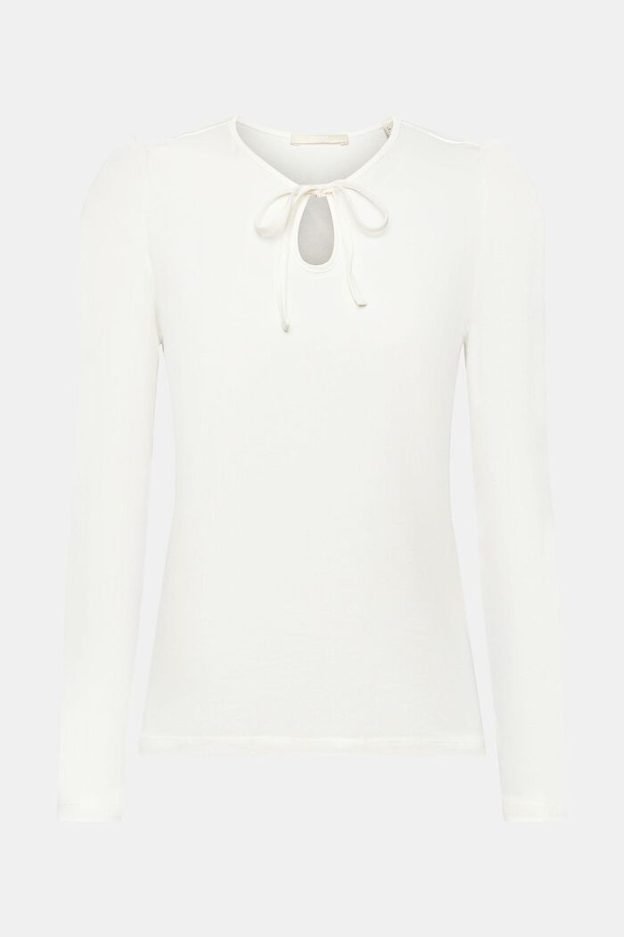 Long-sleeved top with a keyhole neck, OFF WHITE, detail image number 7