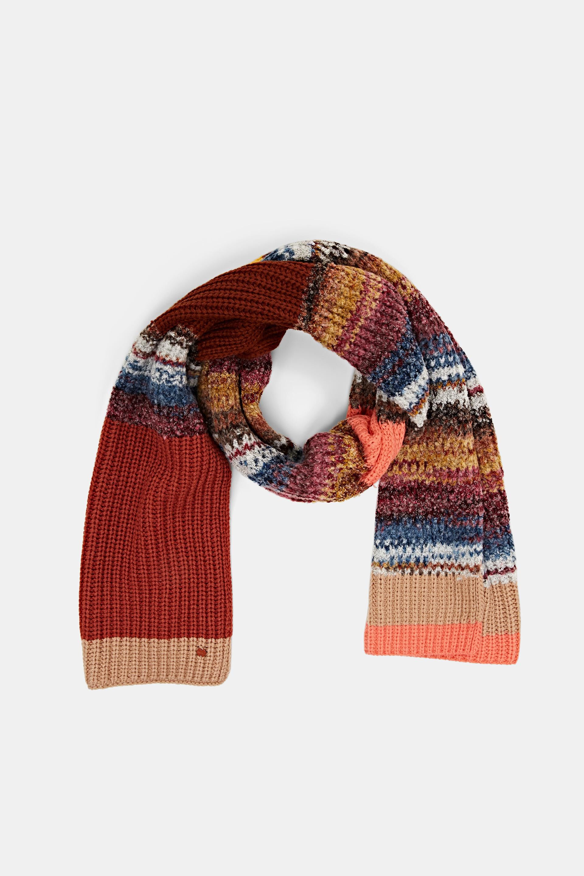 ESPRIT - Multi-coloured knit scarf, wool blend at our online shop