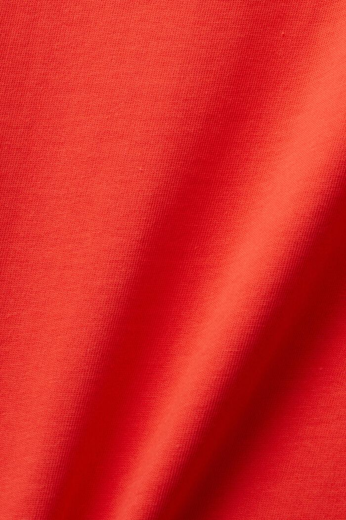 Cotton T-shirt with embroidered heart motif, ORANGE RED, detail image number 6