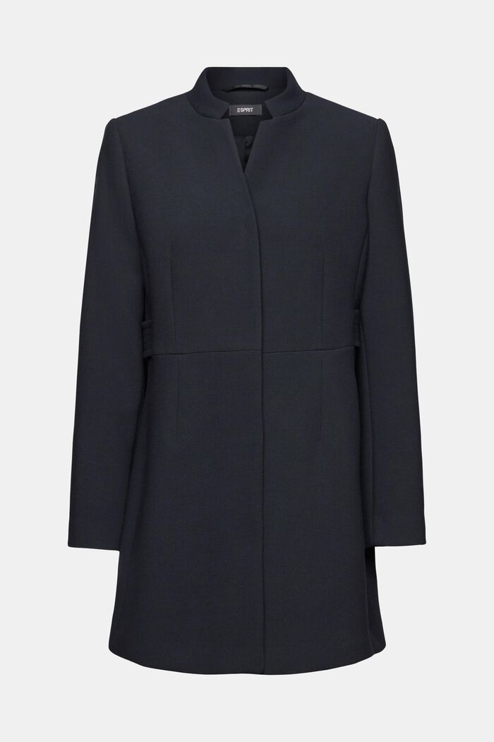 Waisted coat with inverted lapel collar, BLACK, detail image number 7