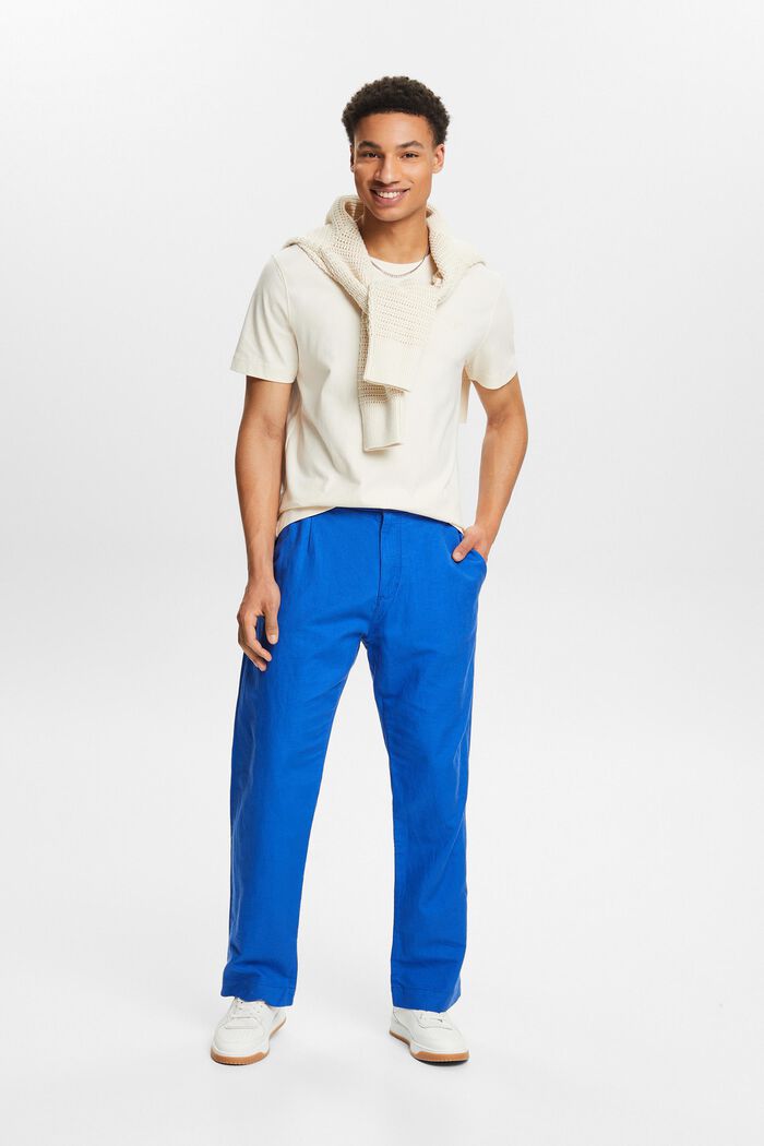 Linen-Cotton Straight Pant, BRIGHT BLUE, detail image number 5