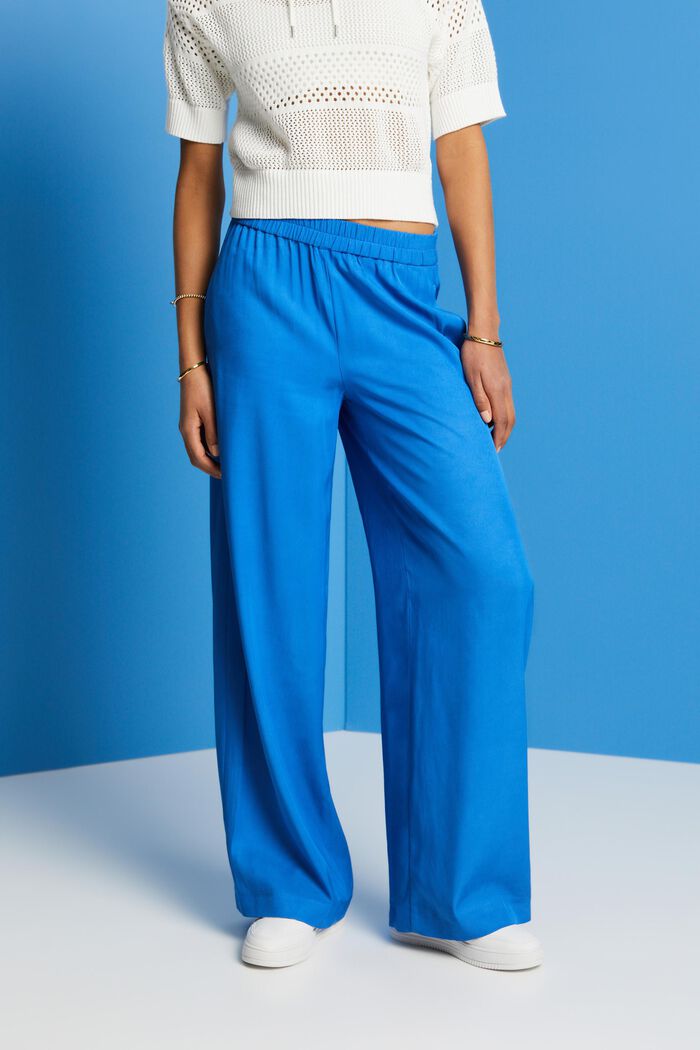 Wide leg trousers, LENZING™ ECOVERO™, BRIGHT BLUE, detail image number 0