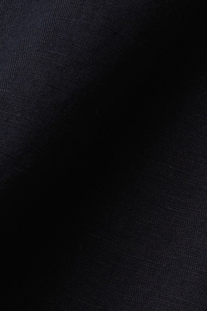 Cotton and linen blended button-down shirt, BLACK, detail image number 4