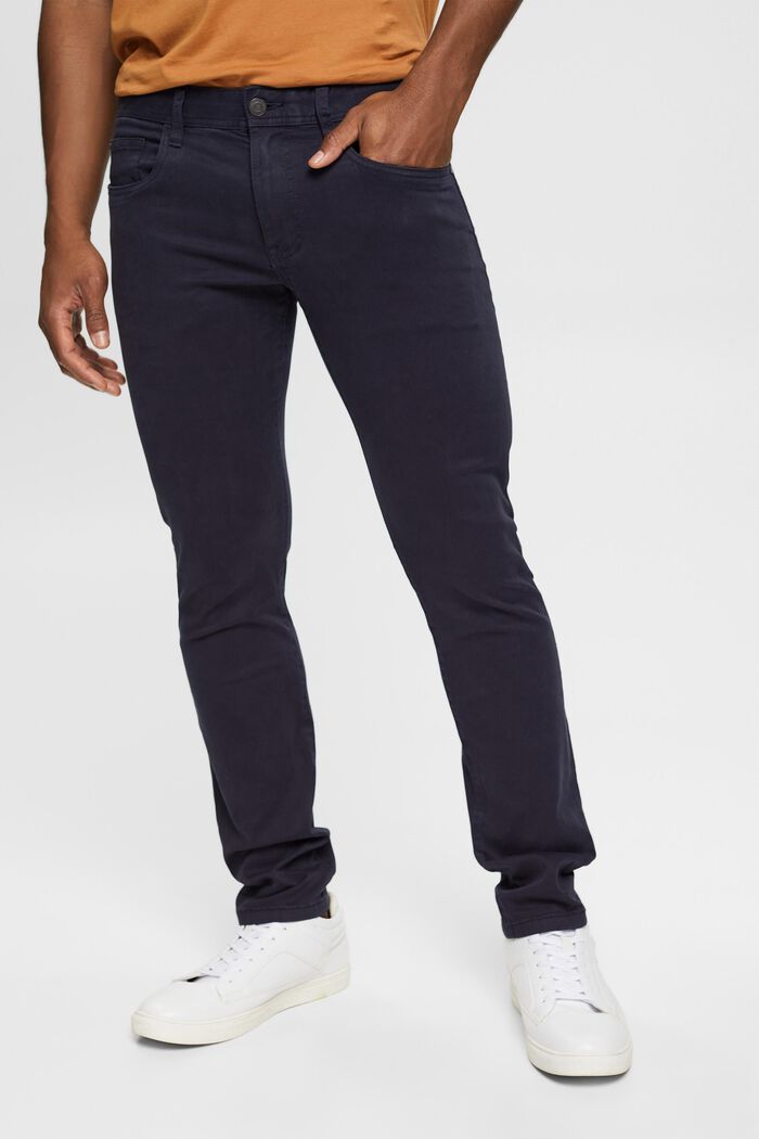 Slim fit trousers, organic cotton, NAVY, detail image number 0