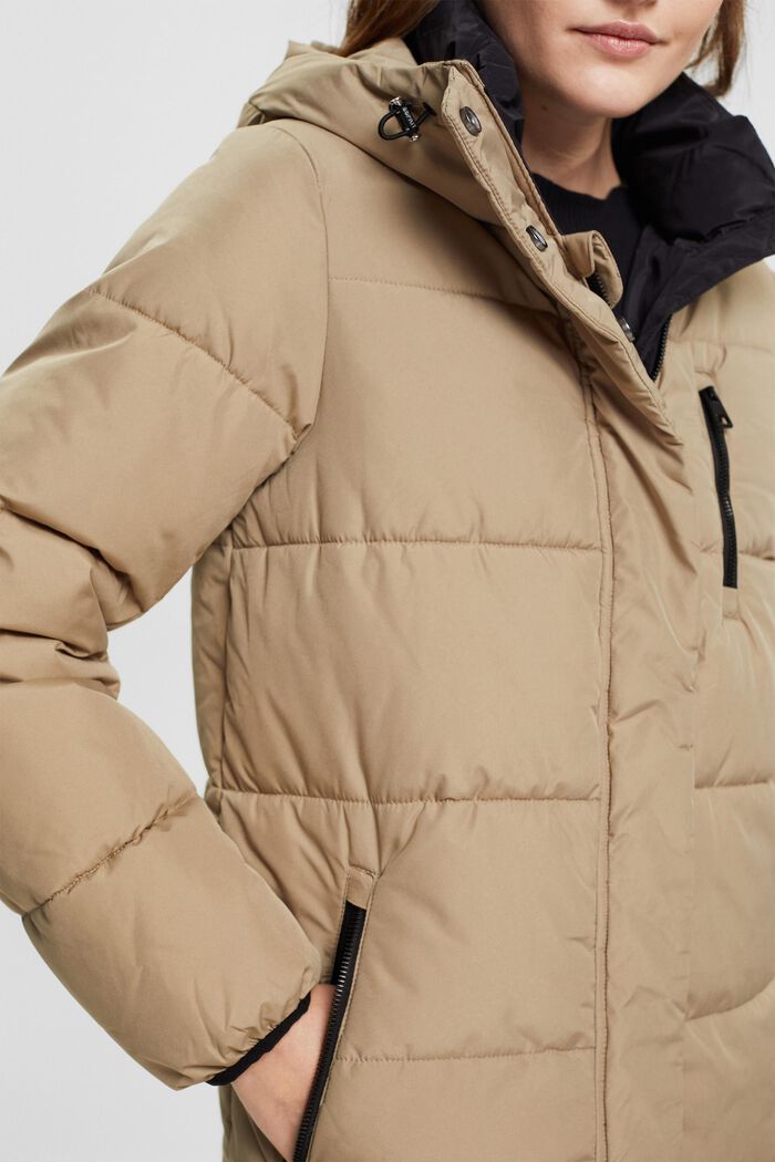 Quilted coat with zip pockets, PALE KHAKI, detail image number 2