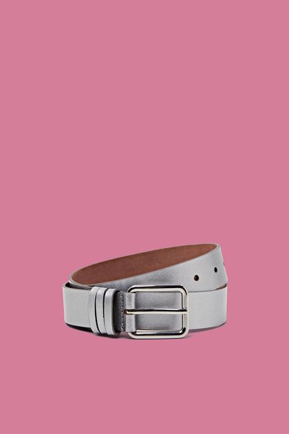 Leather belt with metal buckle