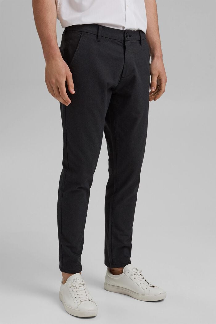 Two-tone suit trousers made of blended cotton, ANTHRACITE, detail image number 0