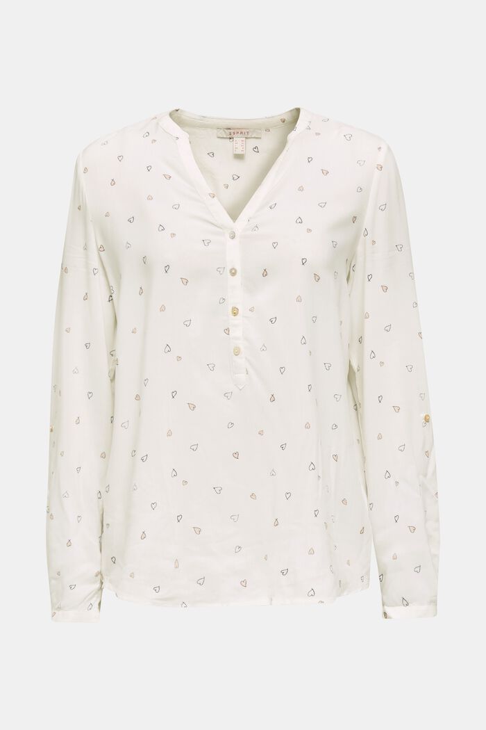 Henley blouse with a print, OFF WHITE, detail image number 0