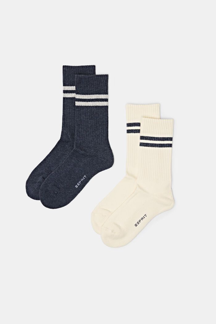 2-Pack Tennis Striped Socks, NAVY/WHITE, detail image number 0
