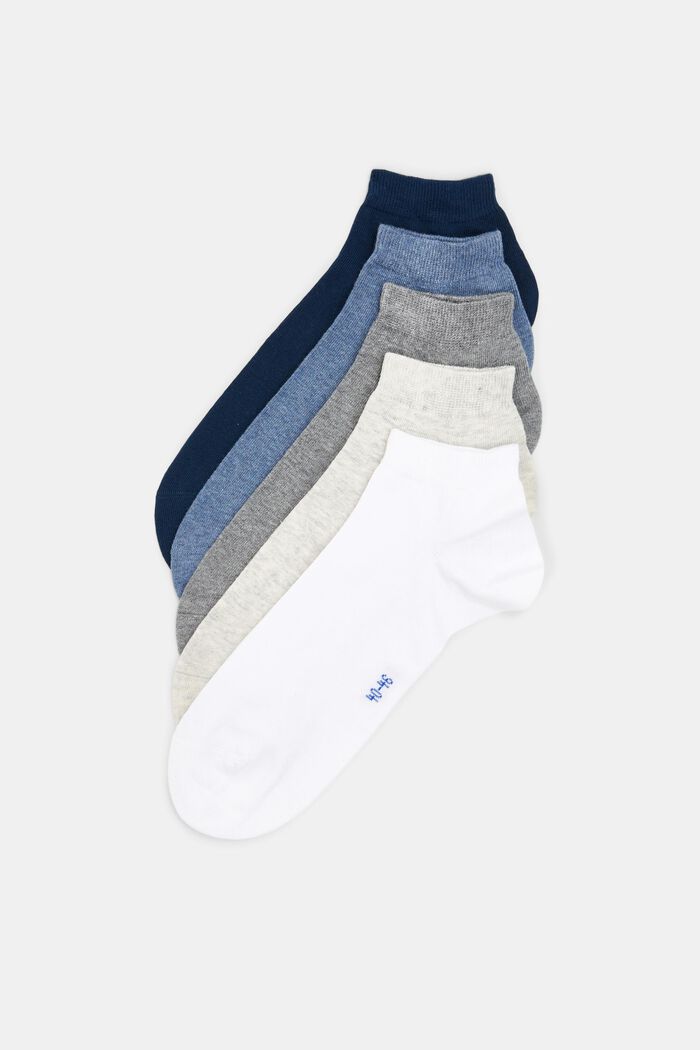 5-pack of sneaker socks, organic cotton, WHITE/BLUE, detail image number 0
