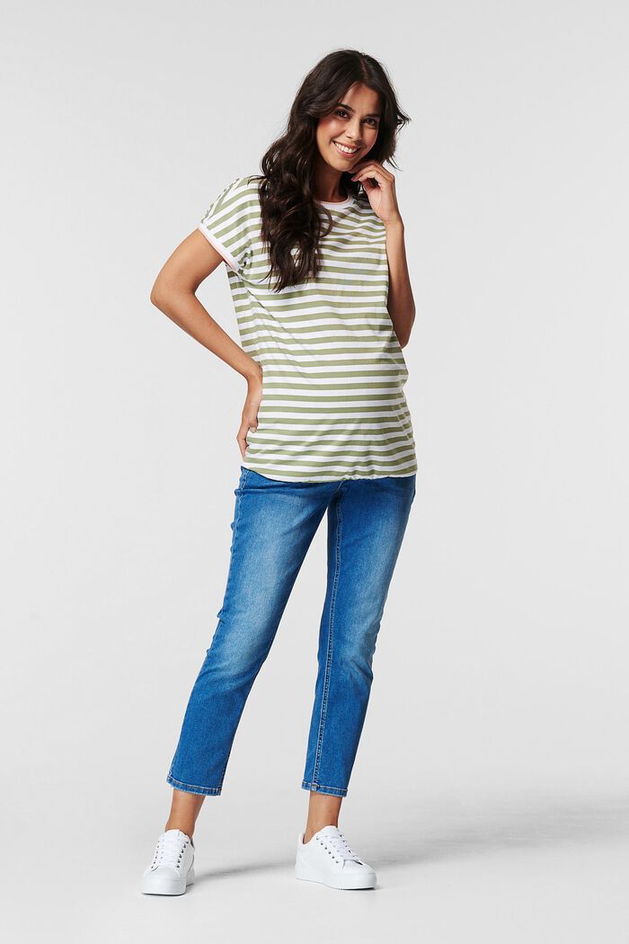 Striped T-shirt, made of 100% organic cotton, REAL OLIVE, overview