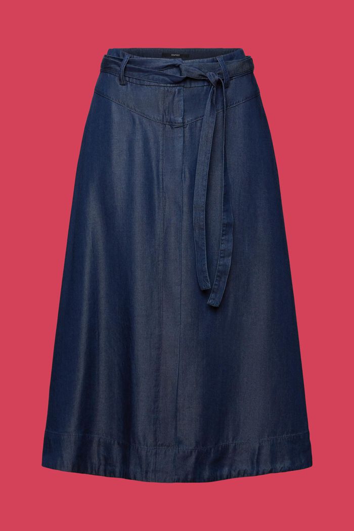 Midi skirt in a denim look, TENCEL™, BLUE DARK WASHED, detail image number 6