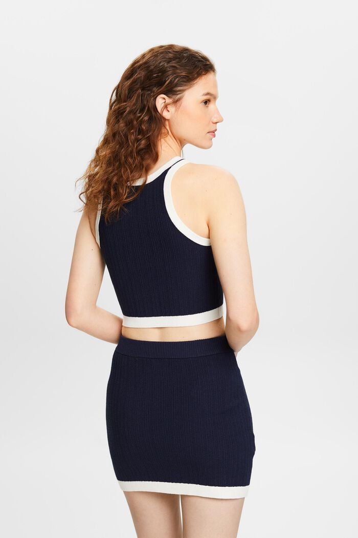 Two-Tone Cropped Sweater Tank, NAVY, detail image number 2