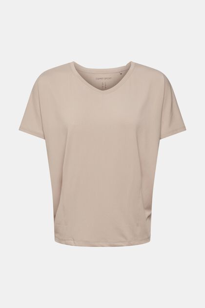 Active v-neck t-shirt with E-DRY, BEIGE, overview