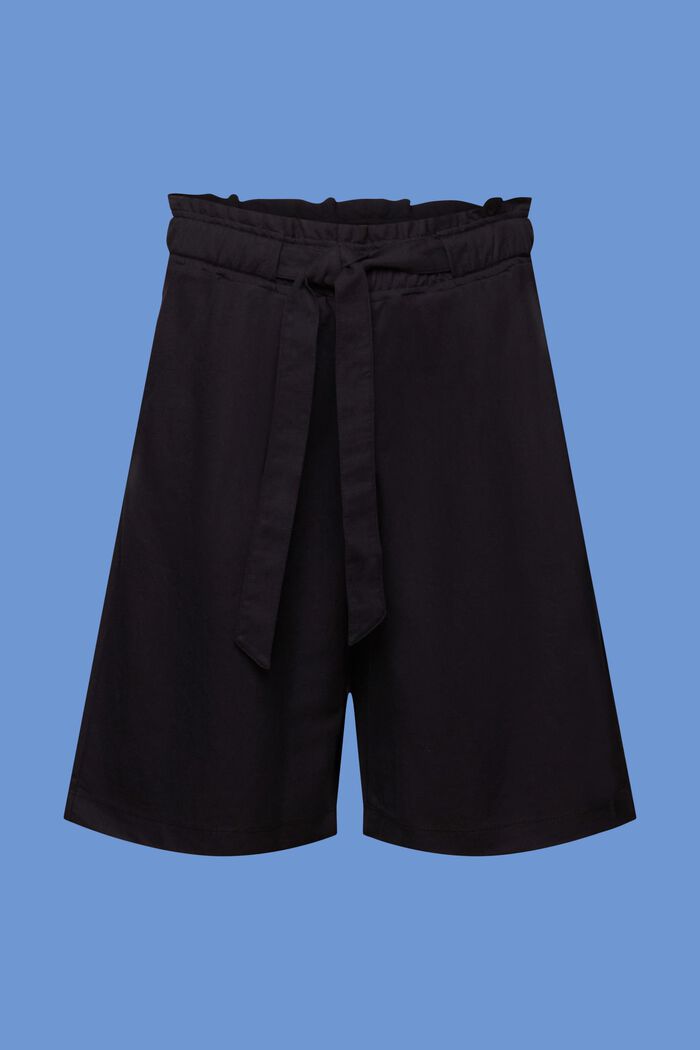 Pull-on Bermuda shorts with tie belt, BLACK, detail image number 7