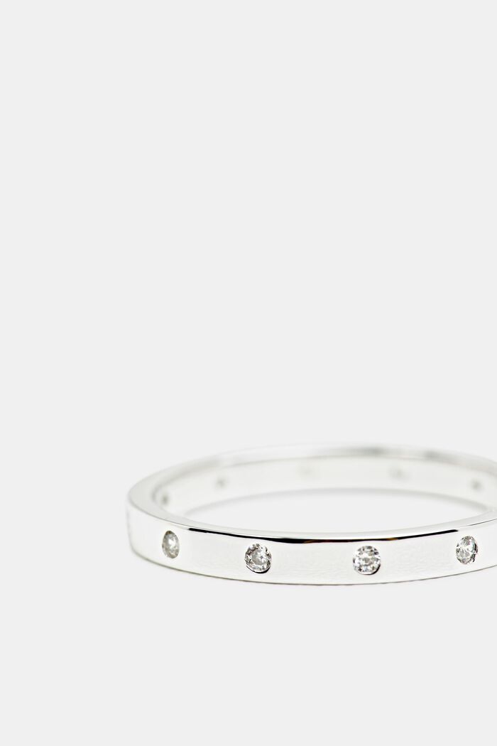 Layered ring with zirconia, sterling silver