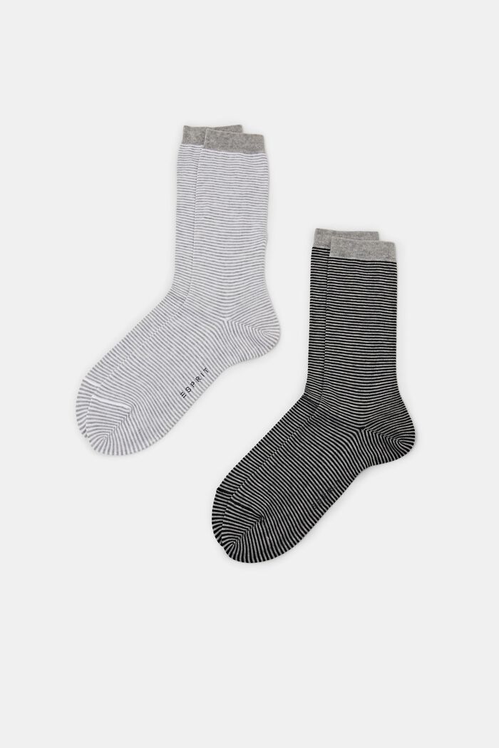 2-Pack Striped Chunky Knit Socks, LIGHT GREY / BLACK, detail image number 0