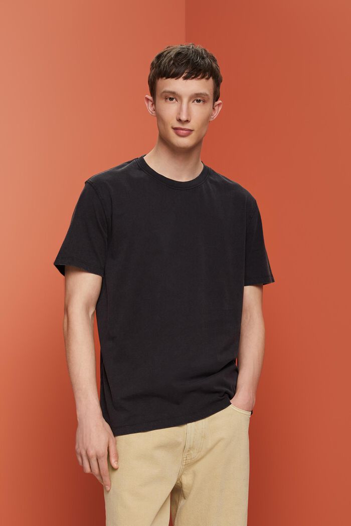 Garment-dyed jersey t-shirt, 100% cotton, BLACK, detail image number 0
