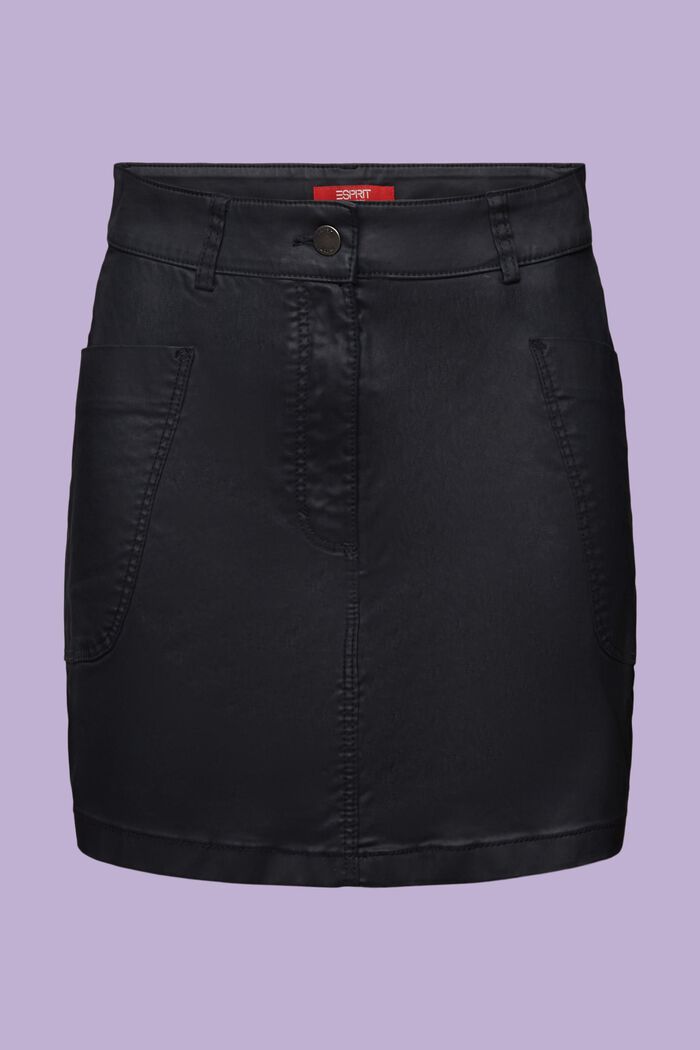 Coated Mini Skirt, BLACK, detail image number 6