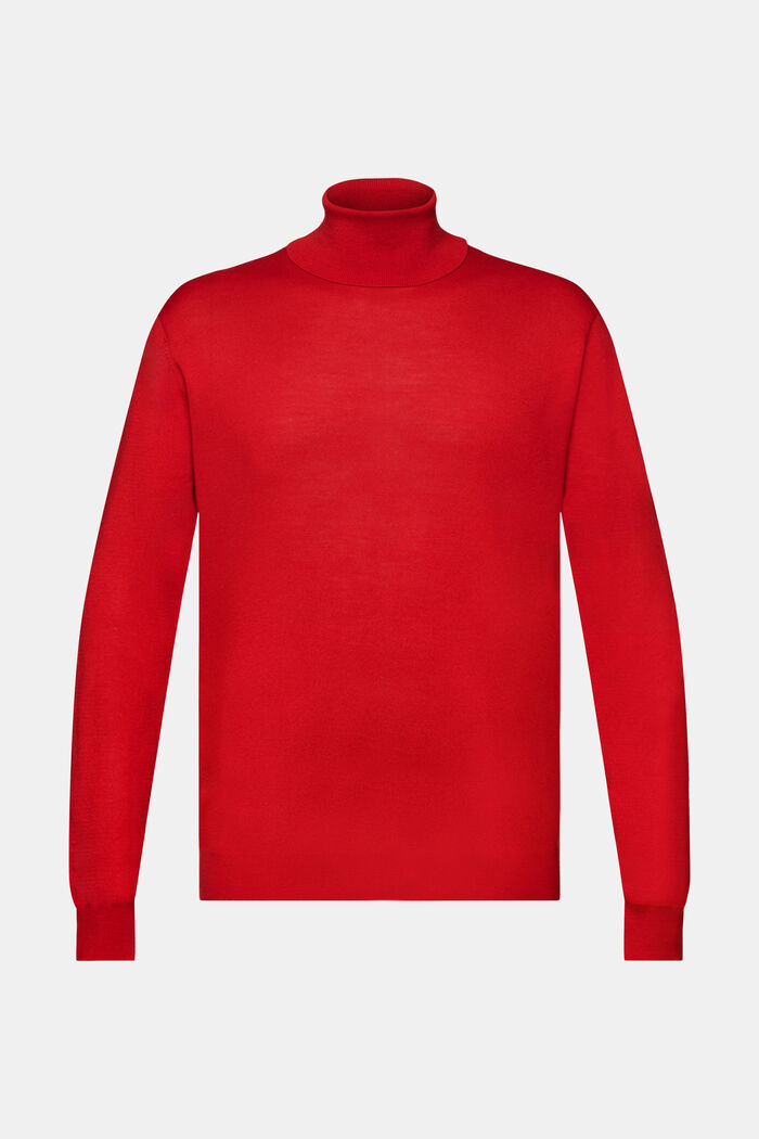 Merino Wool Turtleneck Sweater, DARK RED, detail image number 6
