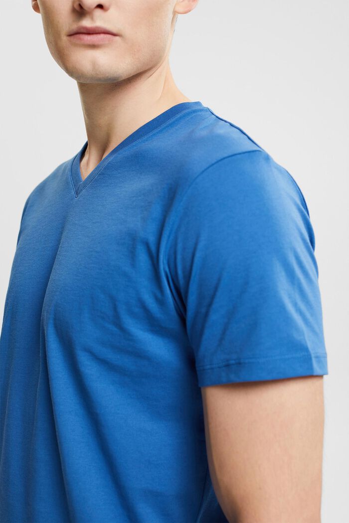 V-neck t-shirt of sustainable cotton, BLUE, detail image number 0