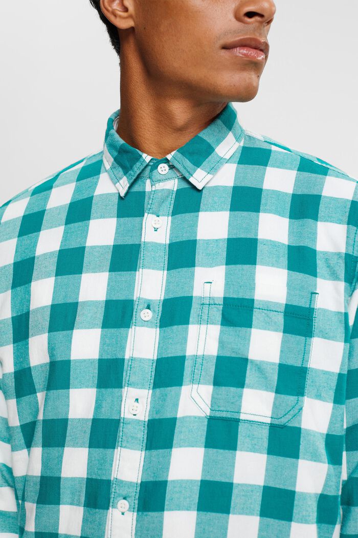 Vichy-checked flannel shirt of sustainable cotton, EMERALD GREEN, detail image number 2