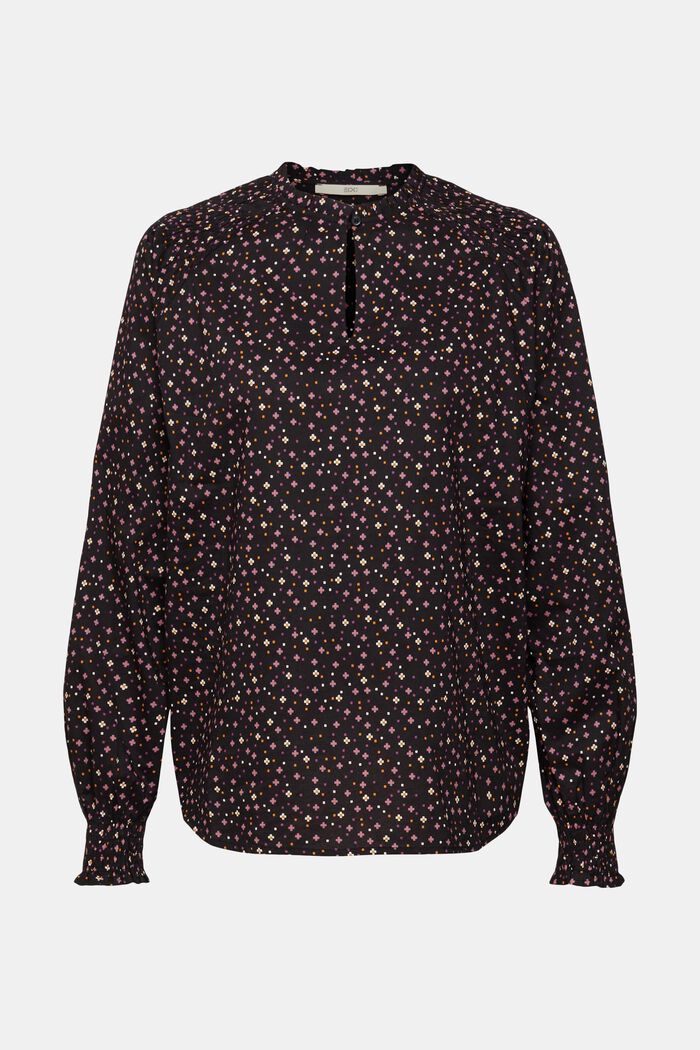 Patterned blouse, organic cotton, BLACK, detail image number 5