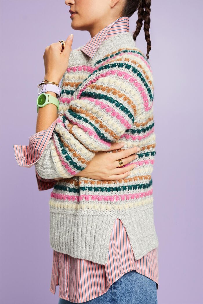 Cotton-Wool Blend Sweater, LIGHT GREY, detail image number 1