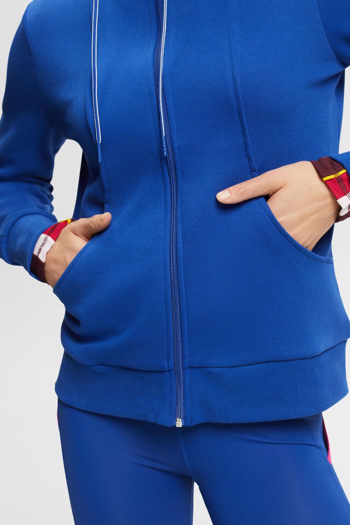 Zipper sweatshirt, cotton blend, BRIGHT BLUE, detail image number 2