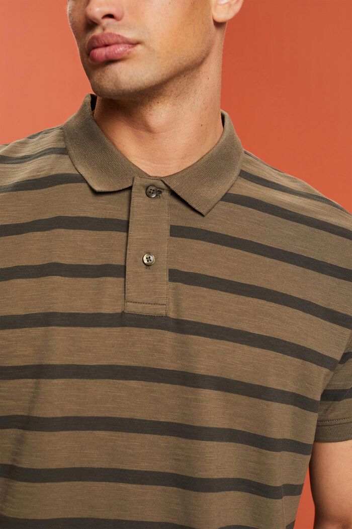 Patterned jersey polo shirt, KHAKI GREEN, detail image number 2