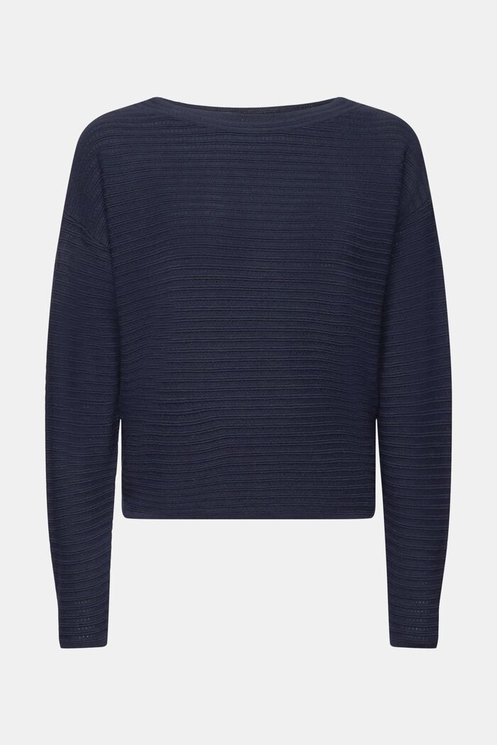 Mixed Knit Striped Sweater, NAVY, detail image number 6