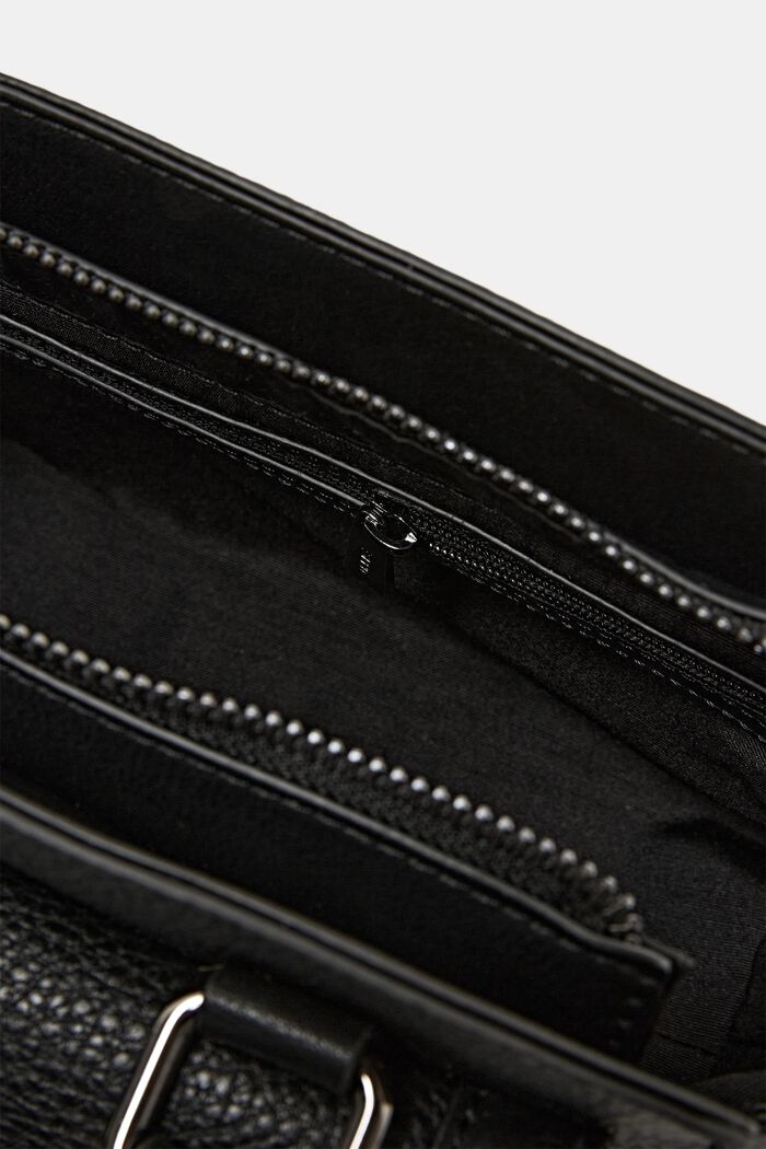 Faux leather city bag, BLACK, detail image number 3