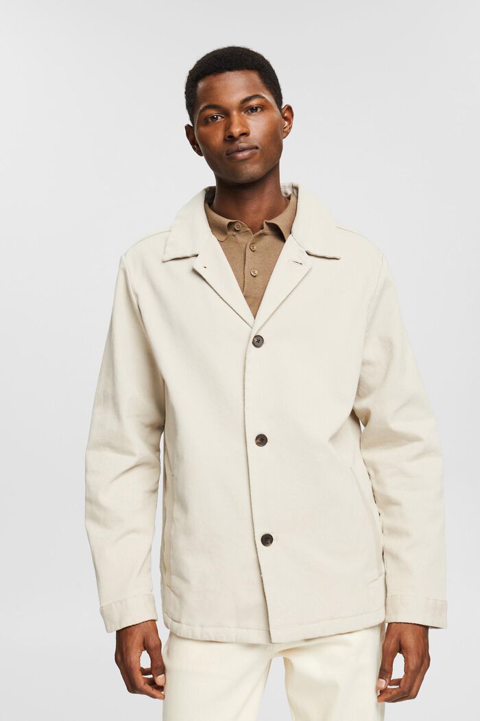 Ribbed-effect shirt jacket, organic cotton