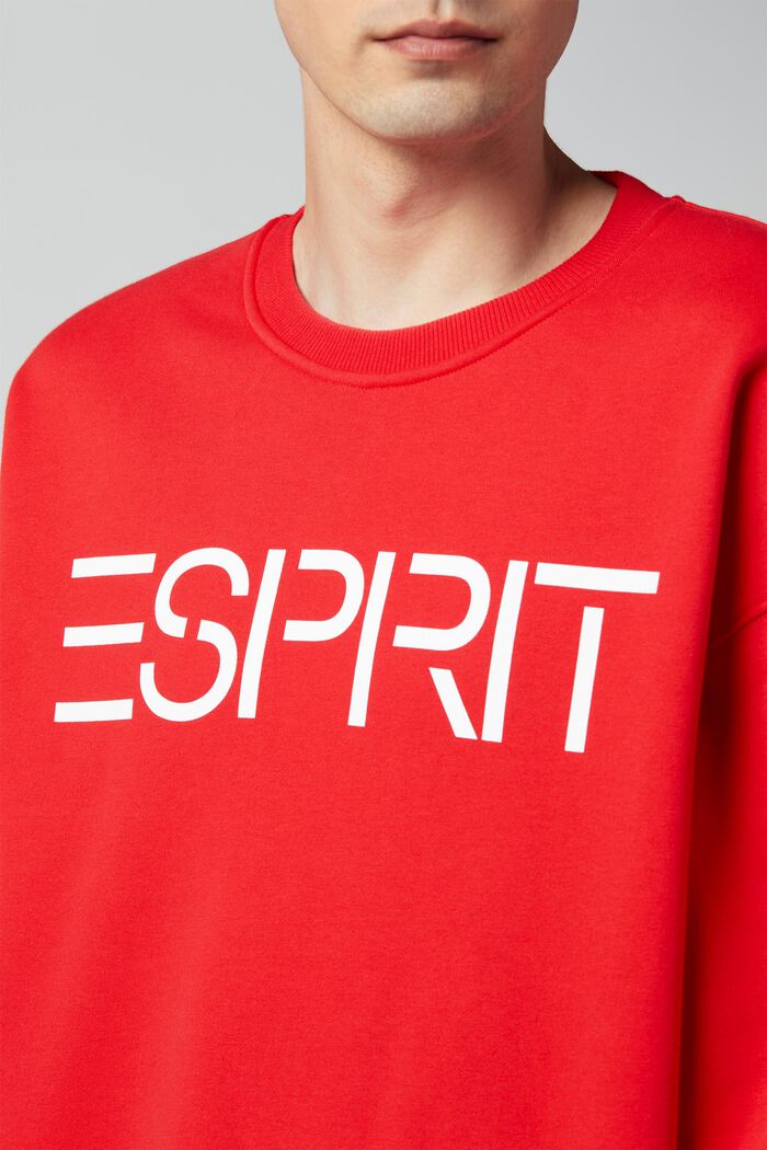 Unisex sweatshirt with a logo print, RED, detail image number 4