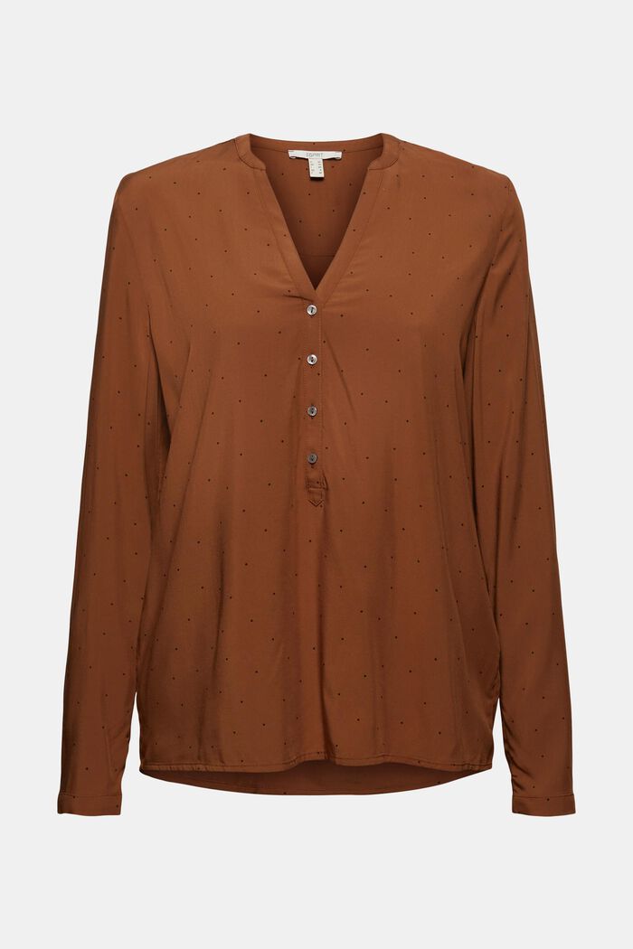 Henley blouse made of LENZING™ ECOVERO™, TOFFEE, detail image number 0