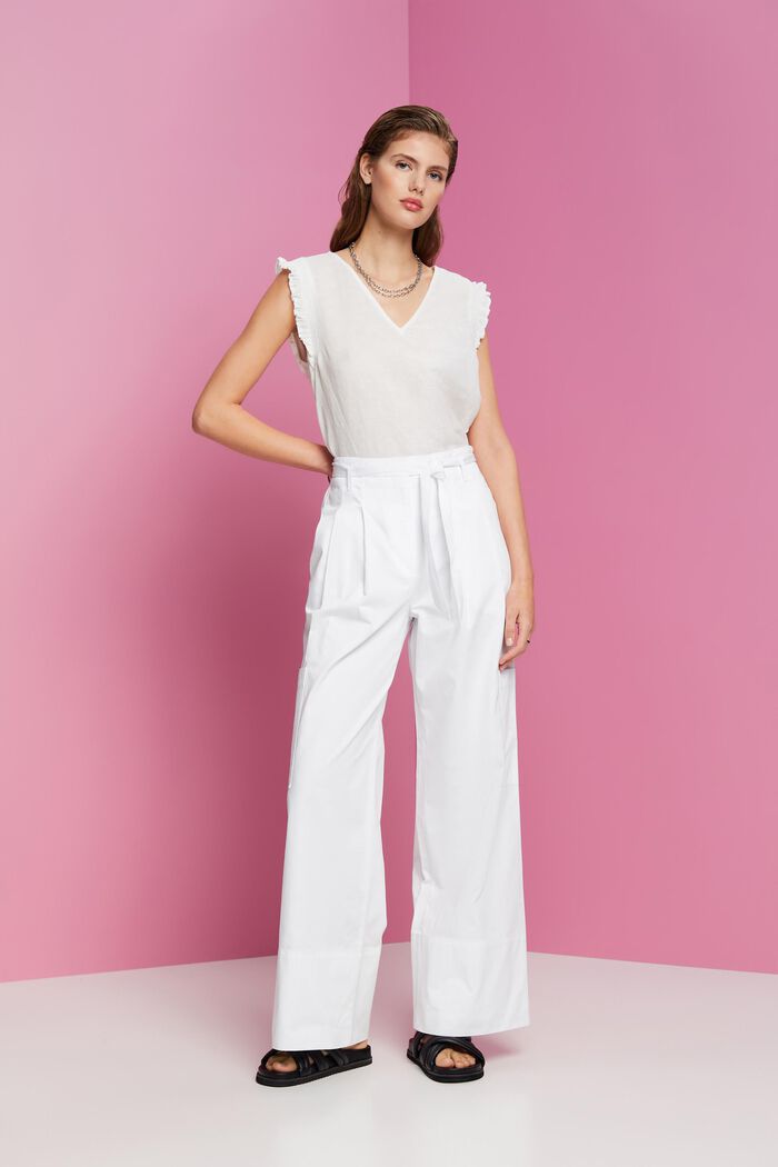 Sleeveless linen blend blouse, OFF WHITE, detail image number 5