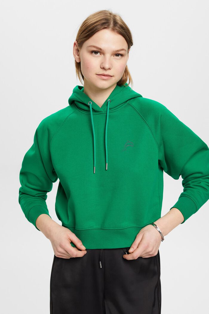 Cropped hoodie with dolphin logo, GREEN, detail image number 0