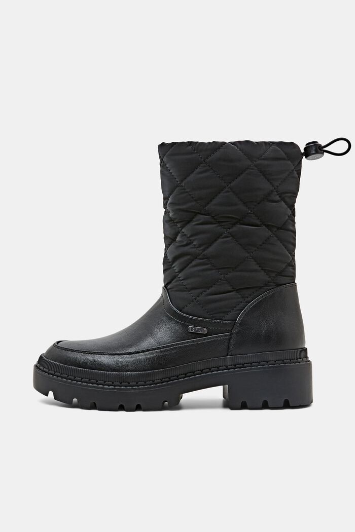 Padded Faux Leather Boots, BLACK, detail image number 0