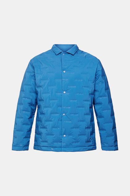 Quilted jacket with turn-down collar, PETROL BLUE, overview