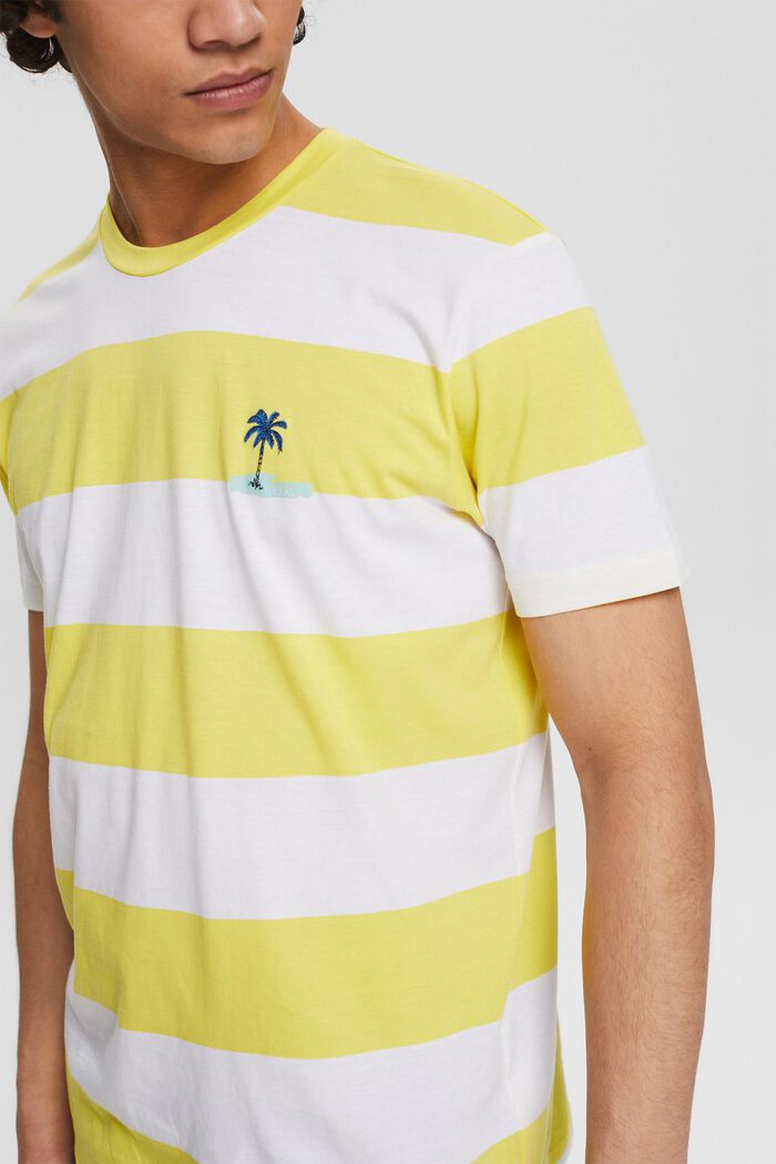 Jersey T-shirt with stripes and a print, YELLOW, detail image number 1
