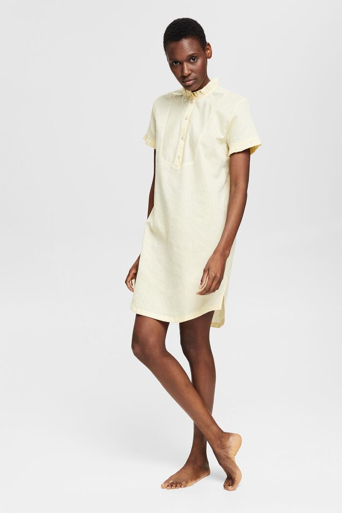 Nightshirt with frill details, PASTEL YELLOW, detail image number 0