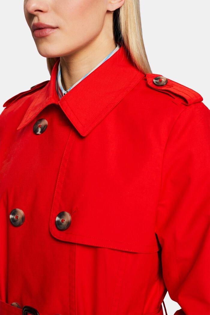 Belted Double-Breasted Trench Coat, RED, detail image number 3