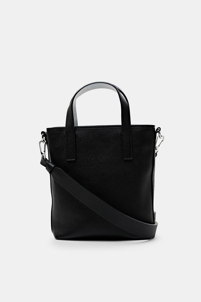 Small faux leather tote bag, BLACK, detail image number 0